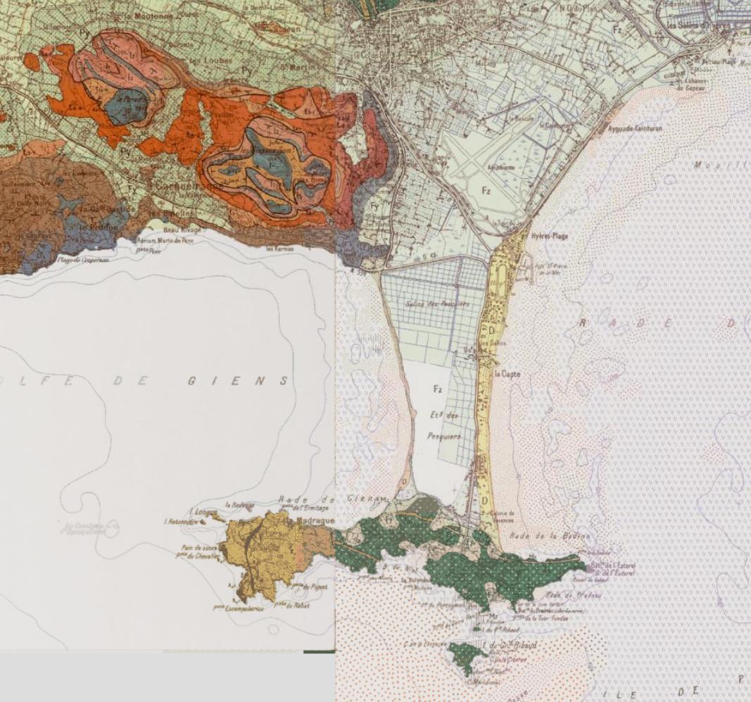 Carte de la Géologie de la presqu'île de Giens.